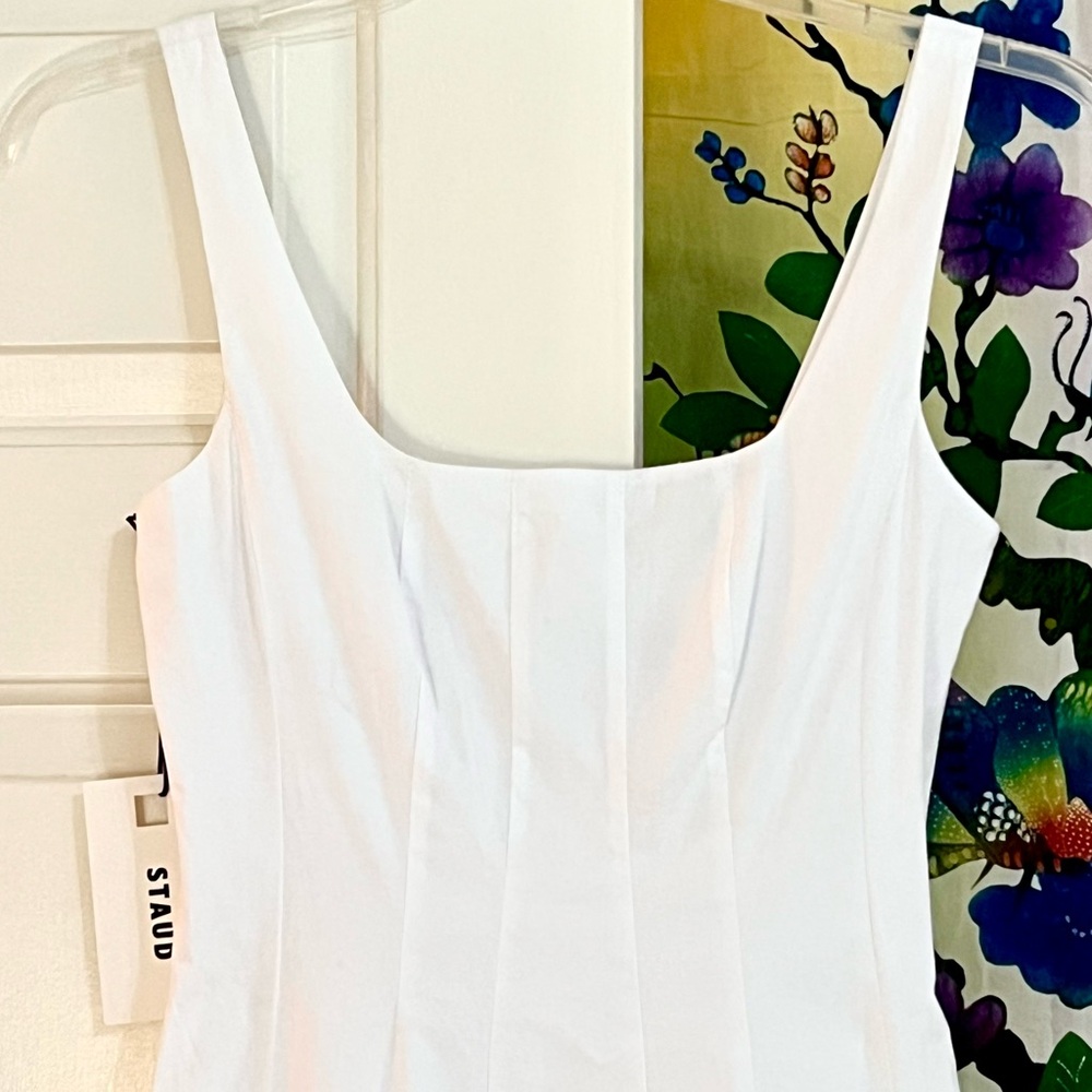 🌺🎉HP🎉🌺 NWT Staud Wells Embroidered Midi Dress White Seed Shop - Picture 9 of 16